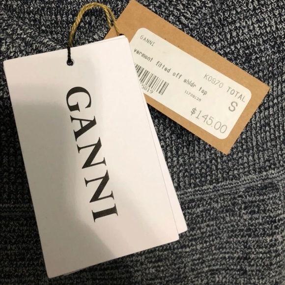 Ganni Vermont Off the Shoulder Top NWT - Picture 9 of 12